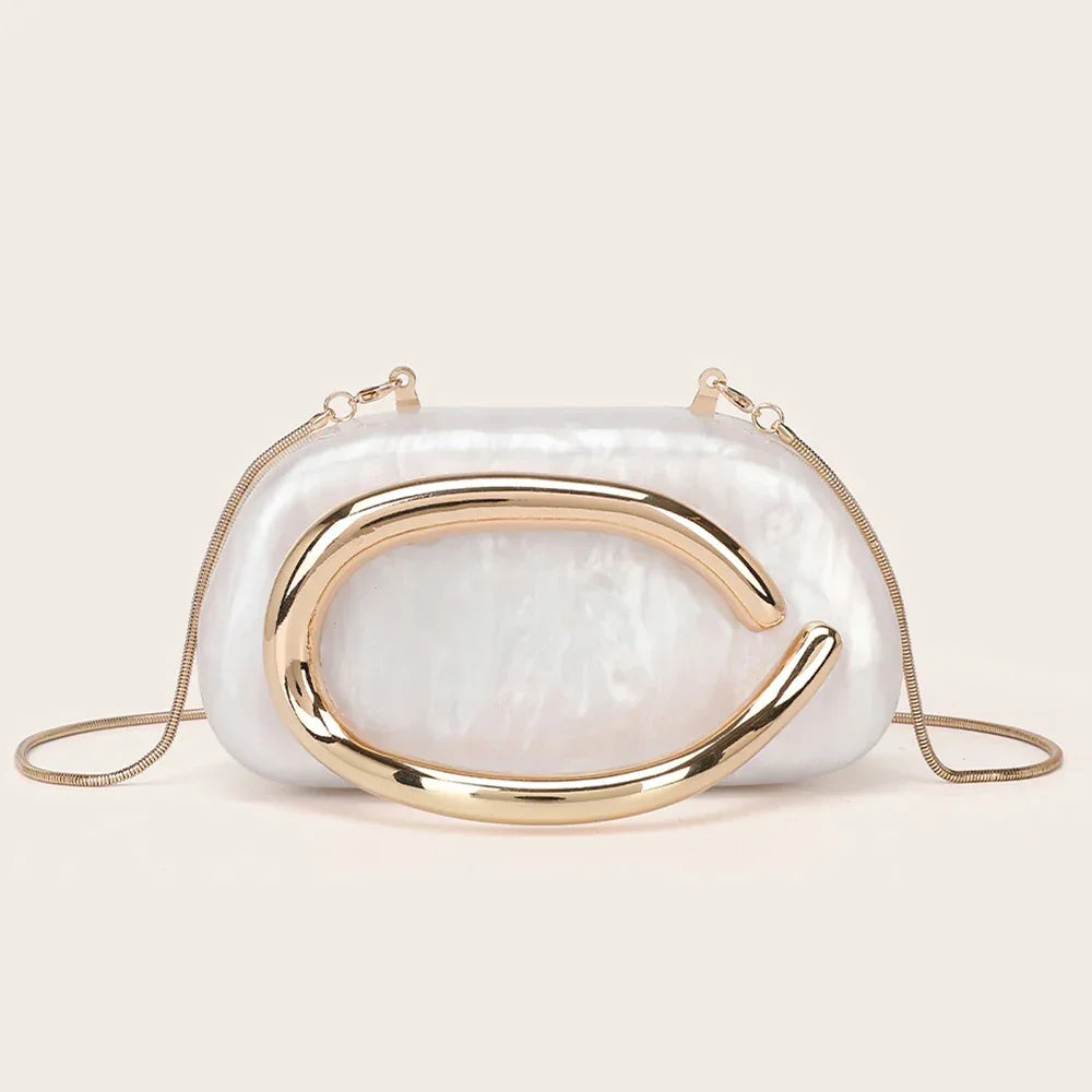 Gold Metal Crossbody Bag for Women’s Evening - Piña Colada