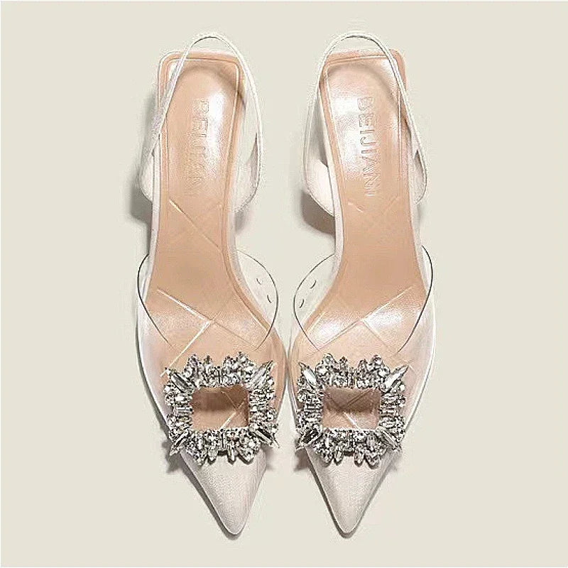 Crystal Transparent Heels - Piña Colada