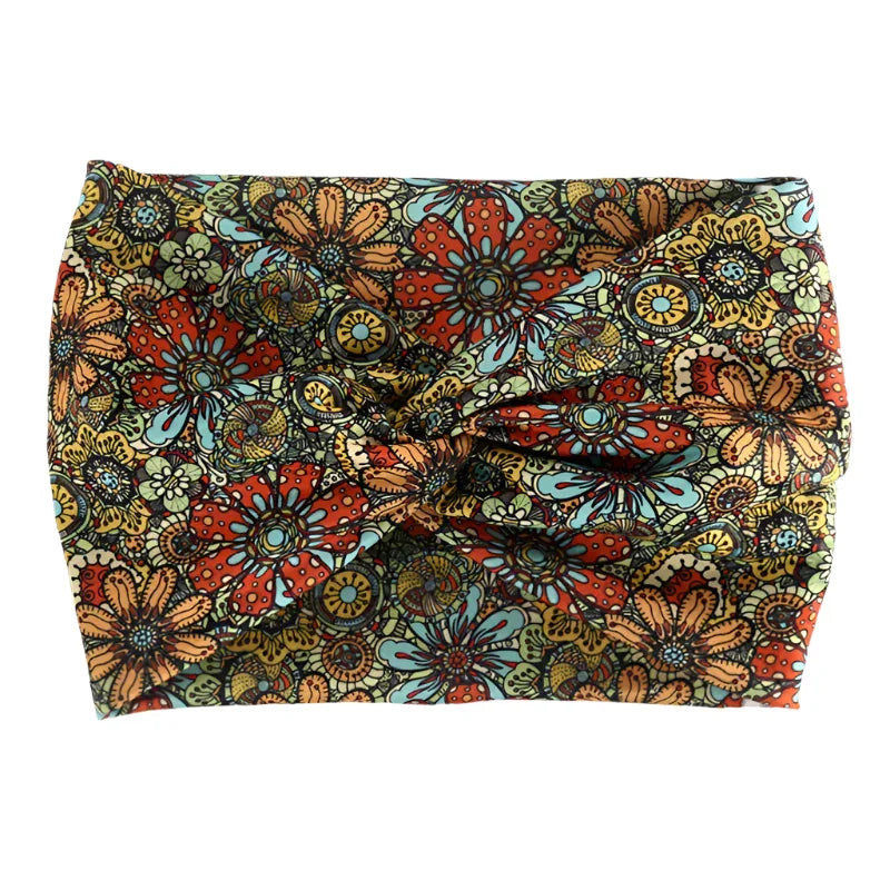 Printed Wide Elastic Headband - Piña Colada