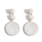 Boho Rattan Drop Earrings - Piña Colada