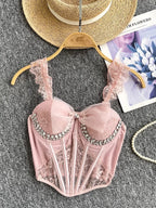 Tank Top Diamond Lace Mesh - Piña Colada