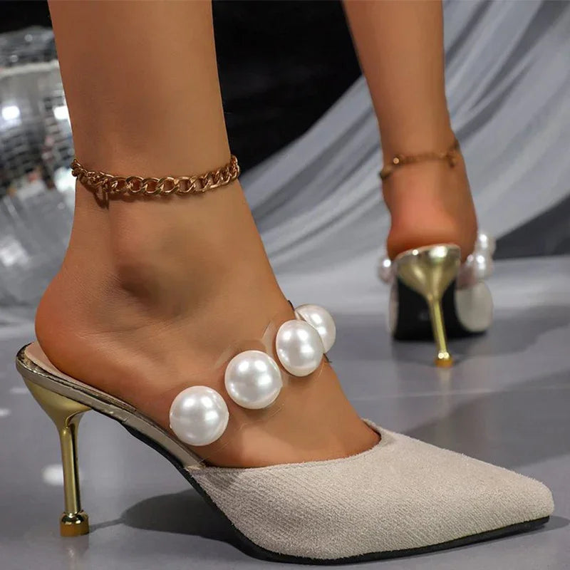 Pearl Heel Height Slippers for Women - Piña Colada