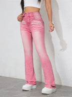 High-Waist Slim Fit Street Jeans – Light Wash - Piña Colada