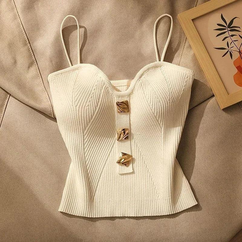 Linen Stretch Camisole – Solid Color Office Style Tank Top - Piña Colada