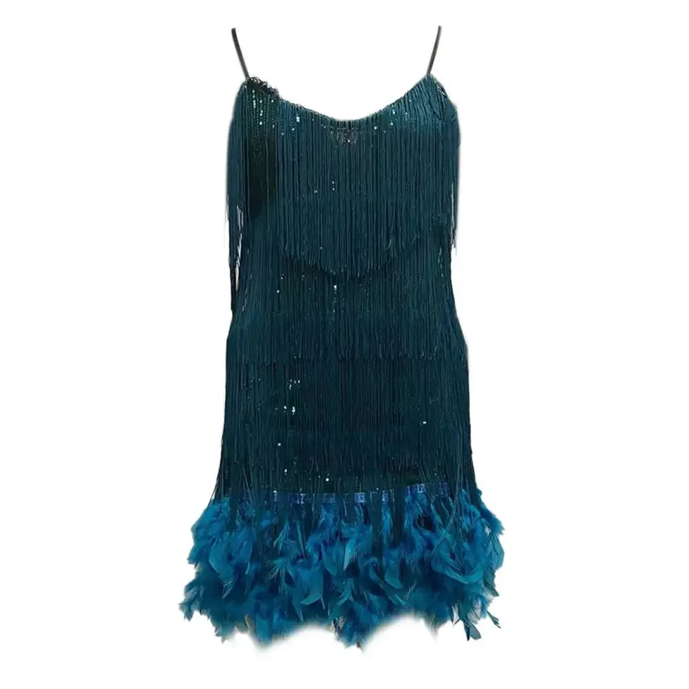 Dress Tassel Mini Dress Glitter - Piña Colada
