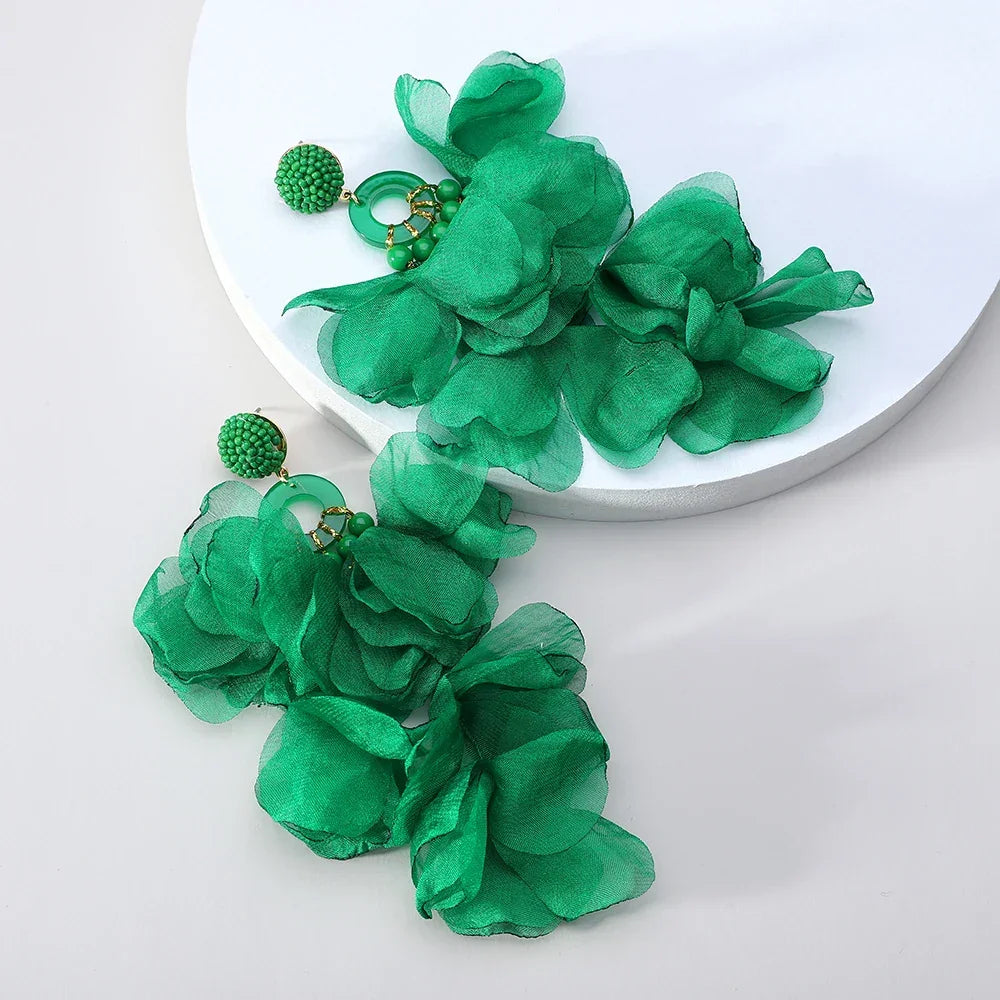 Lace Flower Cotton Drop Earrings - Piña Colada