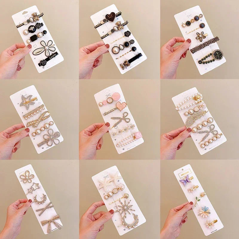 Set Metal Rhinestones Hair Clip - Piña Colada