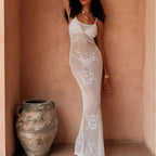 New Style Solid Color Knitting Texture Slip Dress - Piña Colada