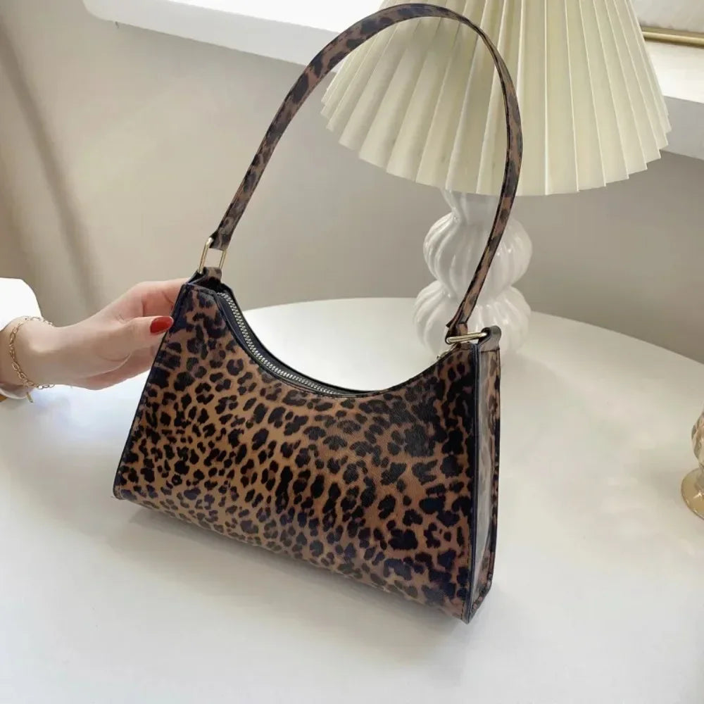 PU Leather Leopard Armpit Purse Bag - Piña Colada