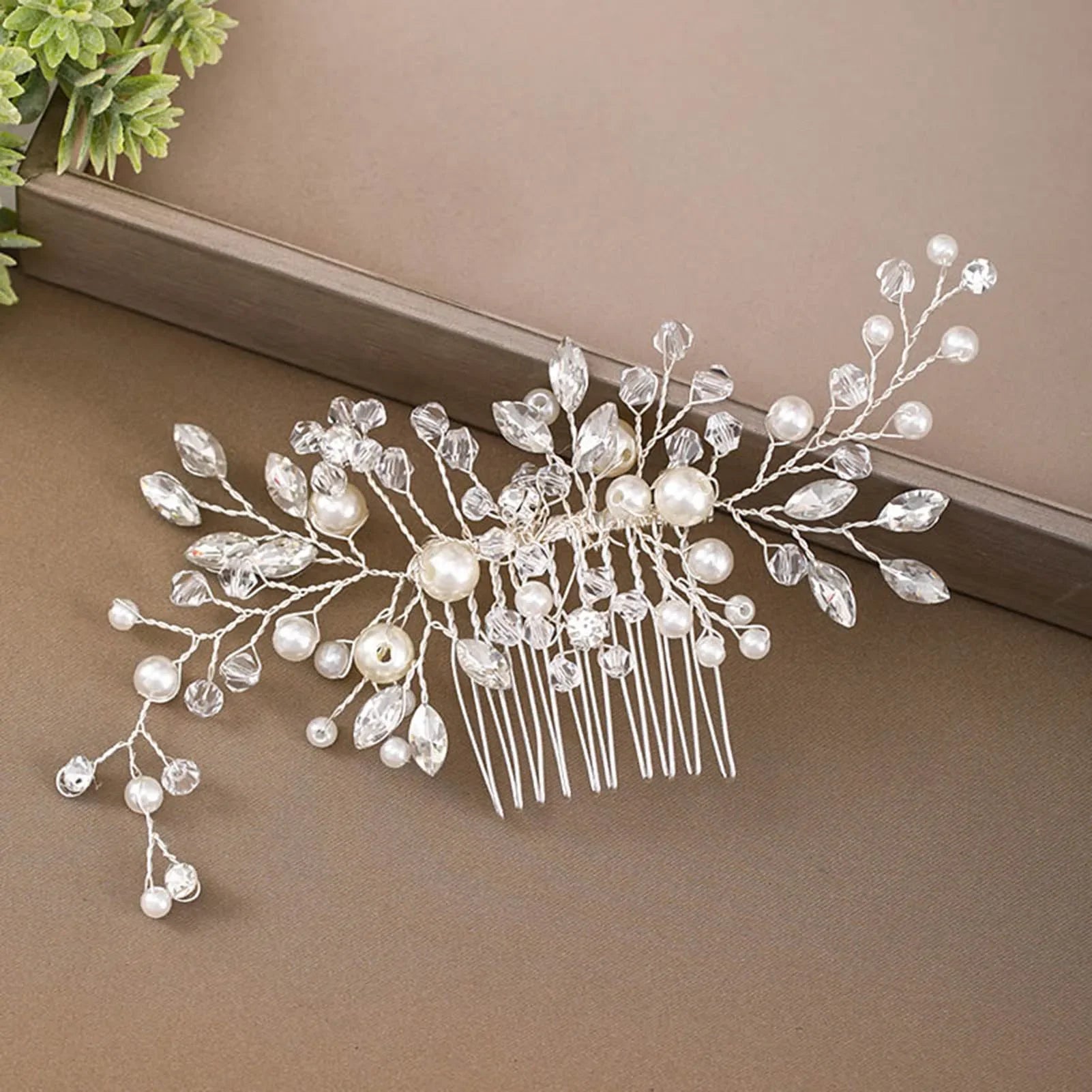 Crystal Pearl Hair Comb Clip - Piña Colada