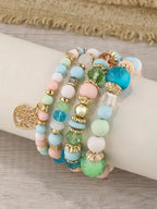 Boho Acrylic Beads Bracelet Set - Piña Colada