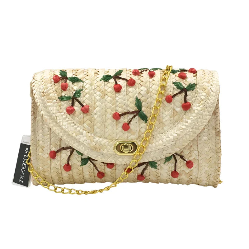 Straw Pillow Bag for Women - Piña Colada
