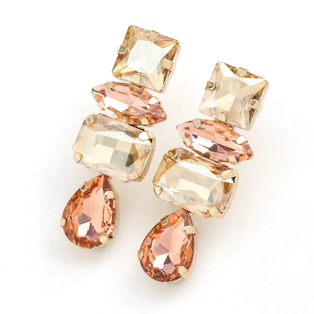 Rhinestone Water Drop Dangle Earrings - Piña Colada