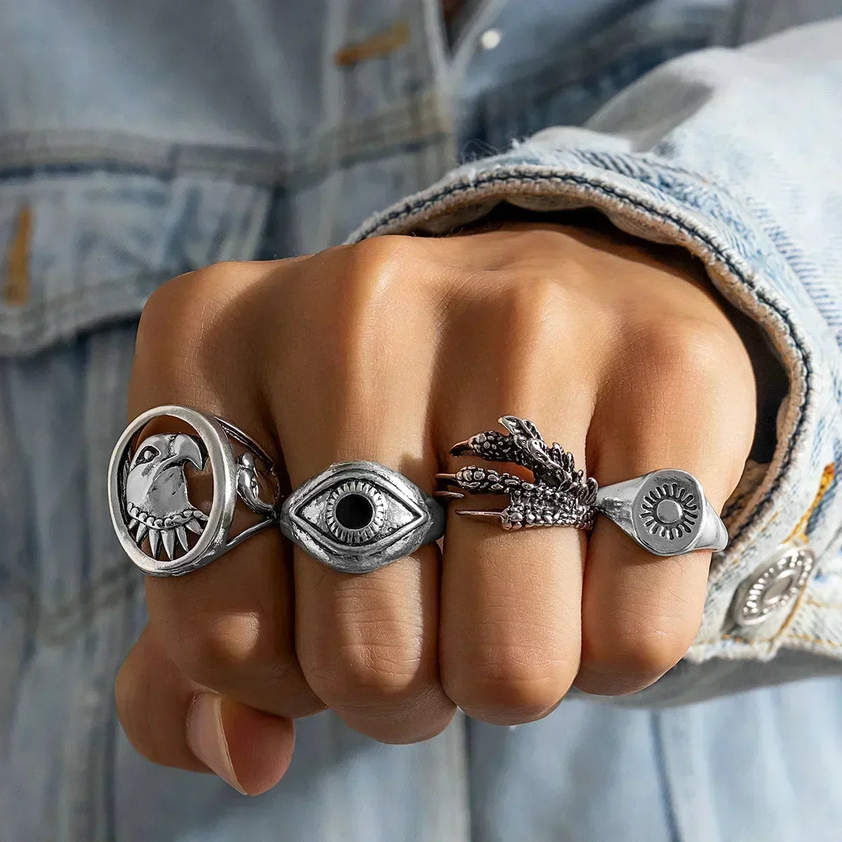 9Pcs/Set Vintage Gold Rings Set - Piña Colada