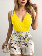 2-Piece Sets V-neck Print Short - Piña Colada