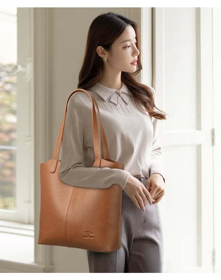Soft Leather Shoulder Bag - Piña Colada