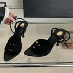 Pointed Toe Thin High Heels Sandals - Piña Colada