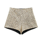 Sequins Mid-waist Casual Shorts - Piña Colada
