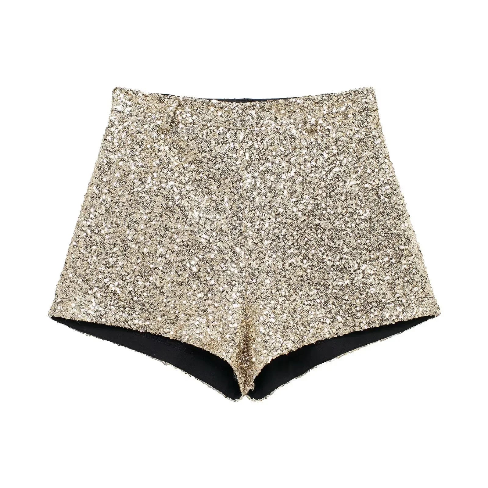 Sequins Mid-waist Casual Shorts - Piña Colada