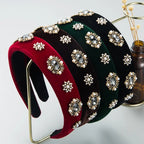 Velvet Rhinestone Flower Hairband - Piña Colada