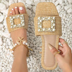 Bright Diamond Flat Sandals - Piña Colada
