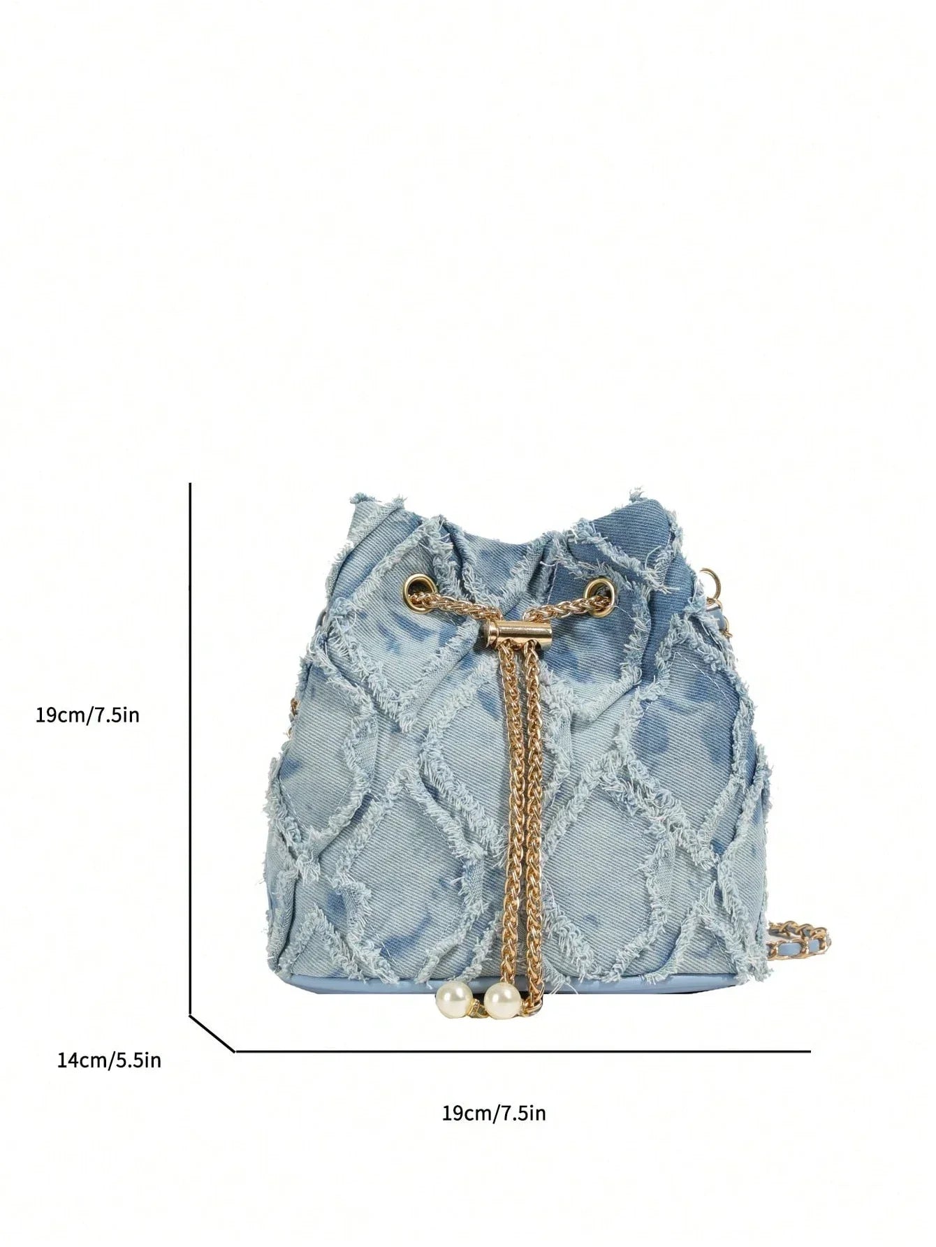 Vintage Denim Bucket Bag Retro Style - Piña Colada