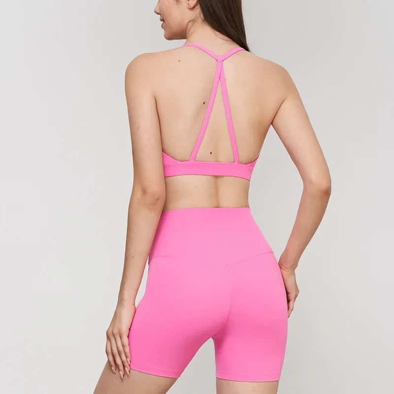 Yoga Shorts Sets High Waist Shorts Breathable