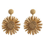 Bohemian Raffia Flower Drop Earrings - Piña Colada