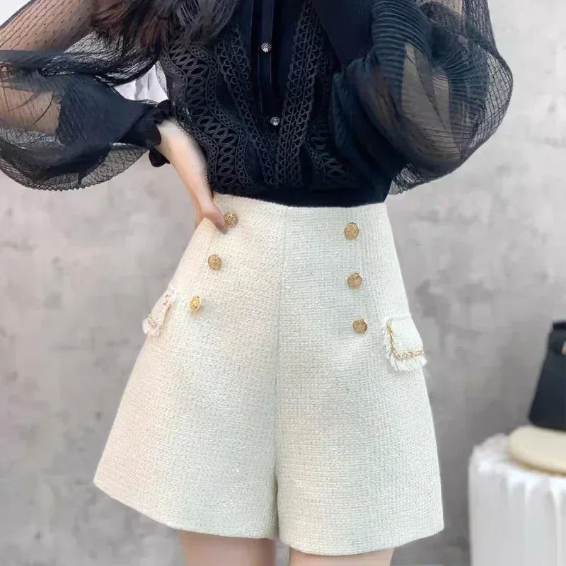 High Waist Short Button Vintage A-line - Piña Colada