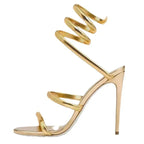 High Heel Platform Sandals – Elegant Ankle Strap Slip-On - Piña Colada