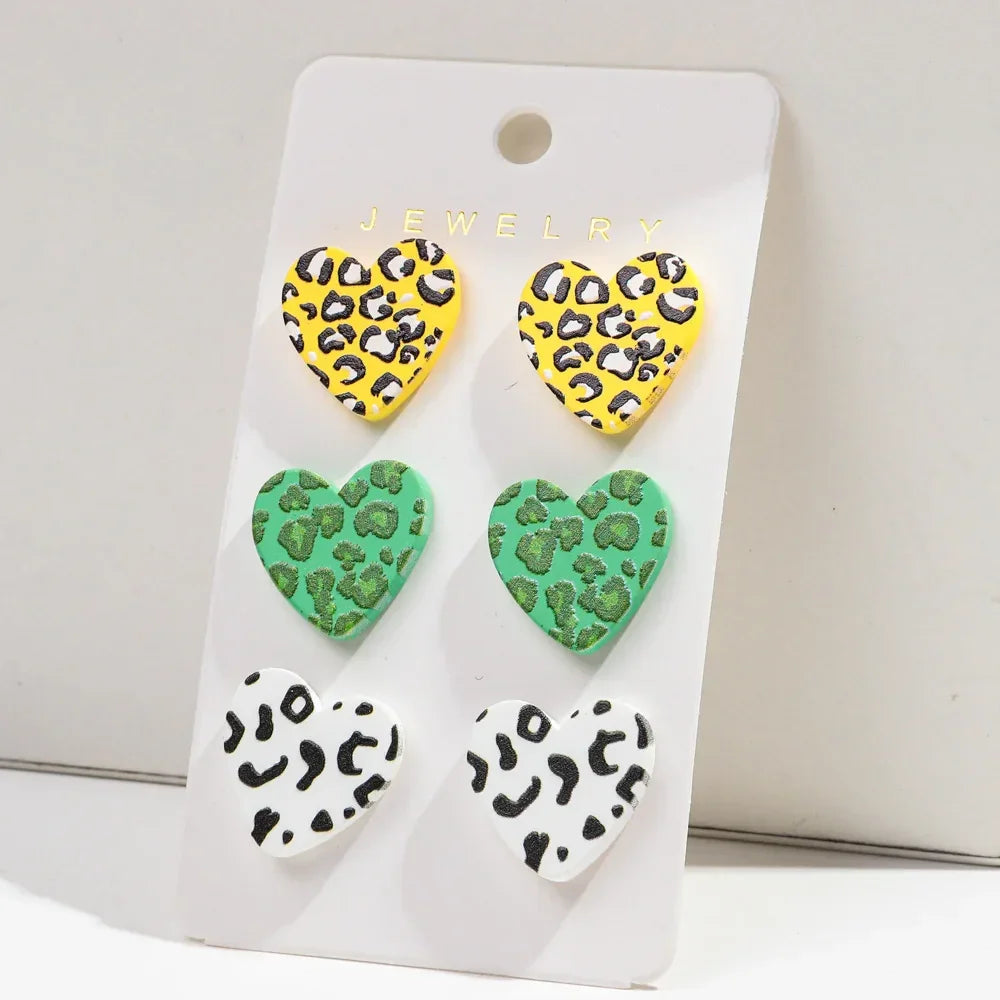 3Pairs/set Colorful Acrylic Earrings - Piña Colada