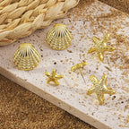 6Pcs Starfish Shell Stud Earrings - Piña Colada