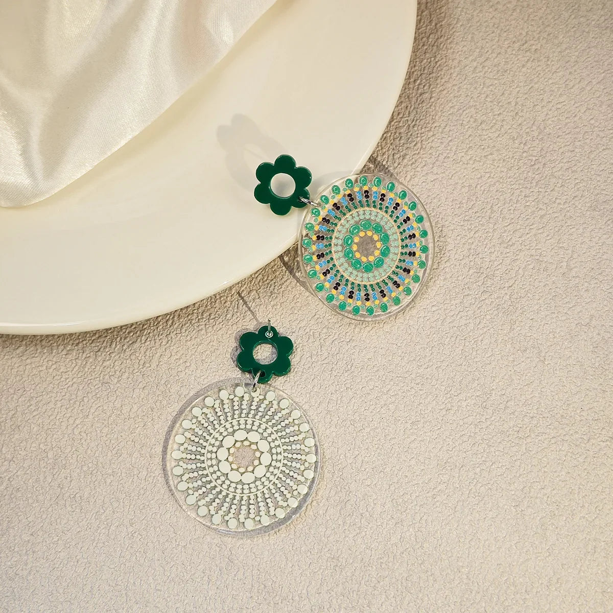 Boho Colorful Acrylic Charm Earrings - Piña Colada