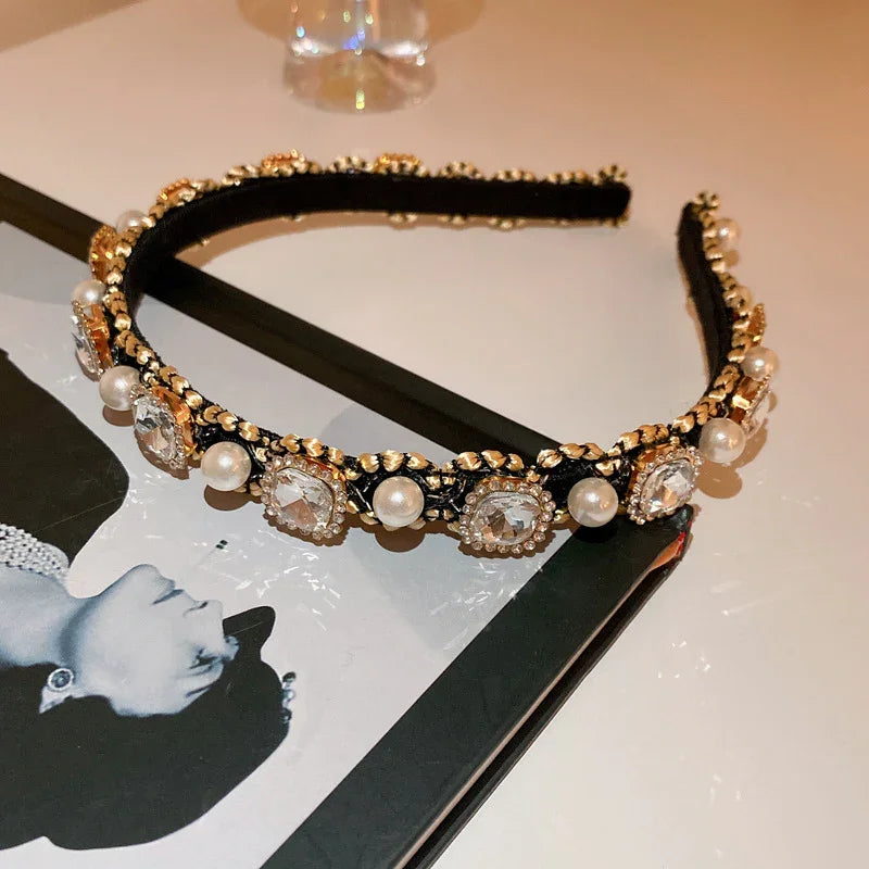 Pearl & Rhinestone Headband - Piña Colada