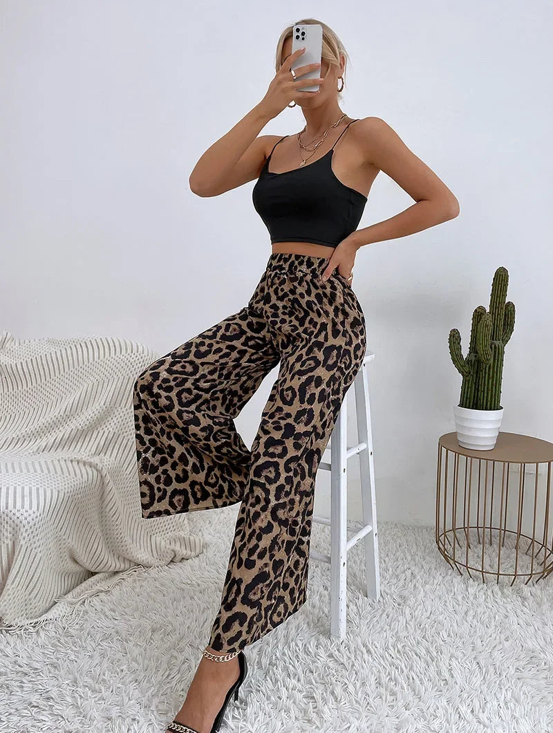 Retro Leopard Print Wide Leg - Piña Colada