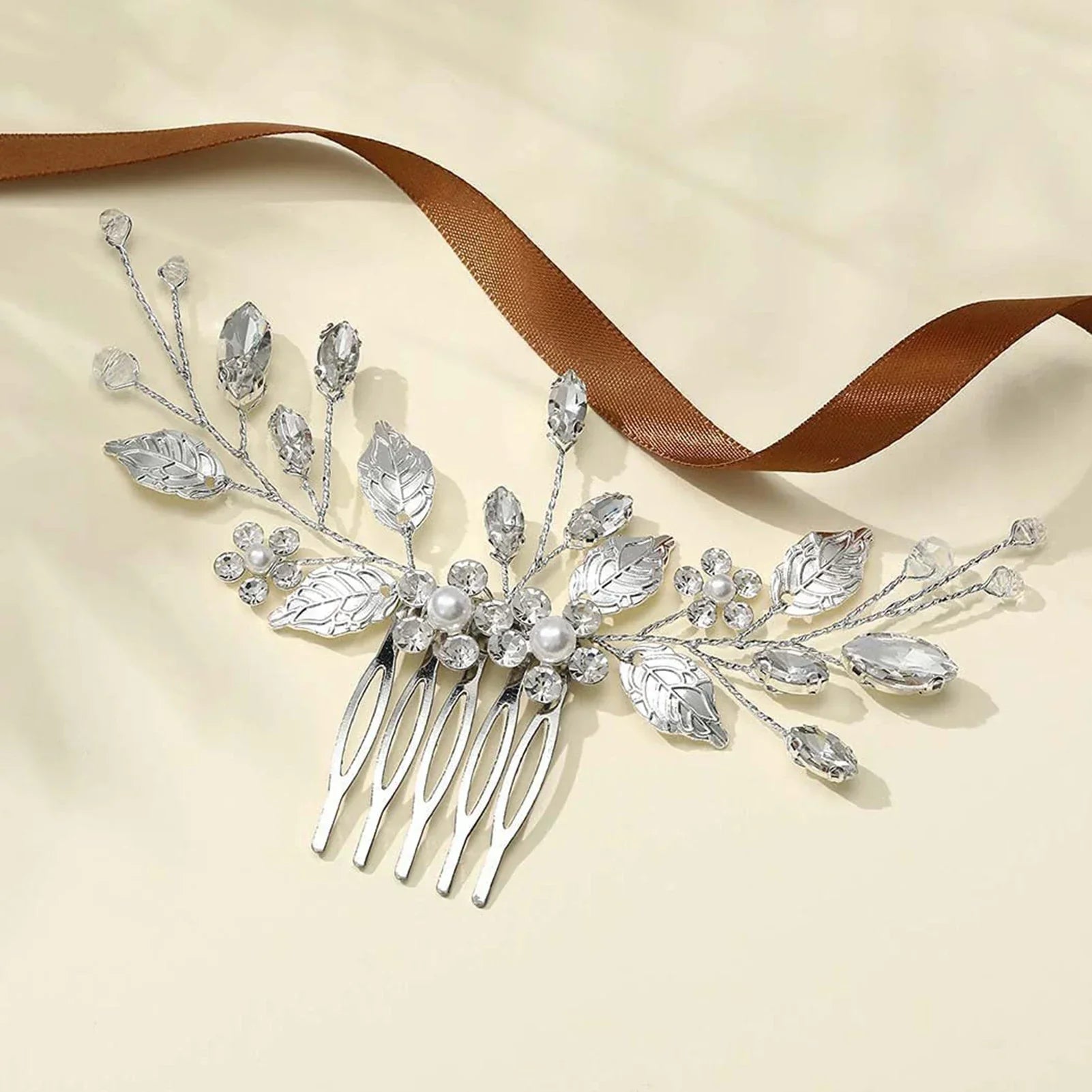 Crystal Pearl Hair Comb Clip - Piña Colada
