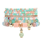 Bohemian Multicolor Stackable Beaded Bracelets - Piña Colada