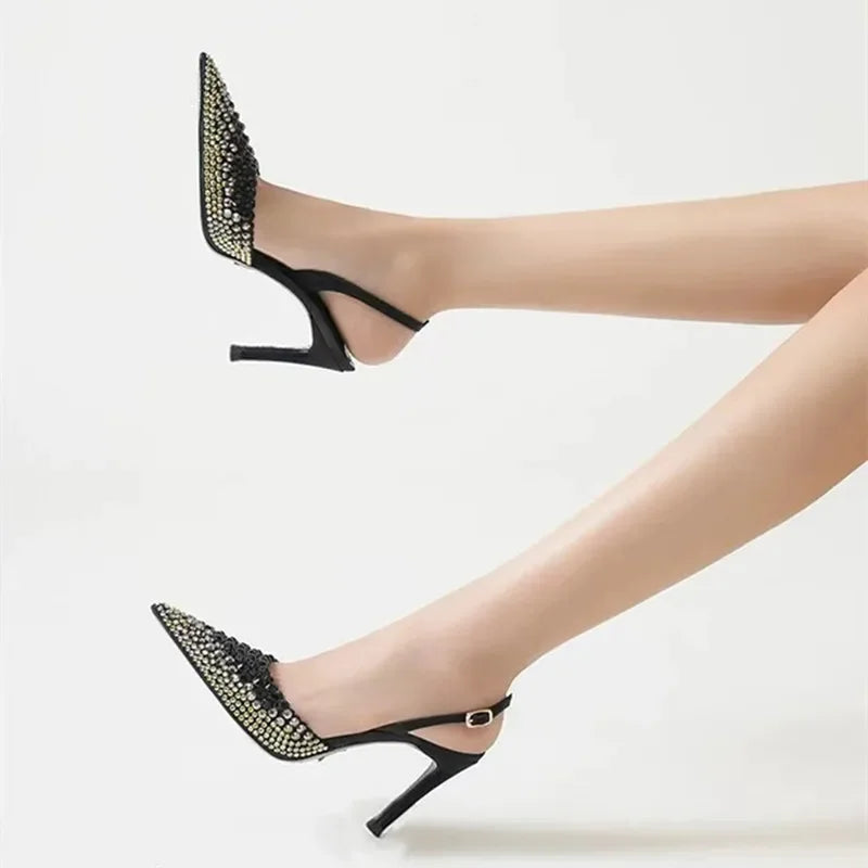 Luxury Rhinestones Gradient Slingbacks Pumps - Piña Colada