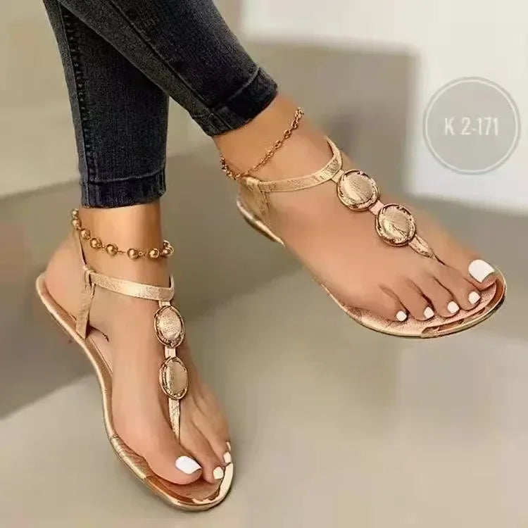 Women Sandals New Summer Casual Flat Sandals Flip Flops - Piña Colada