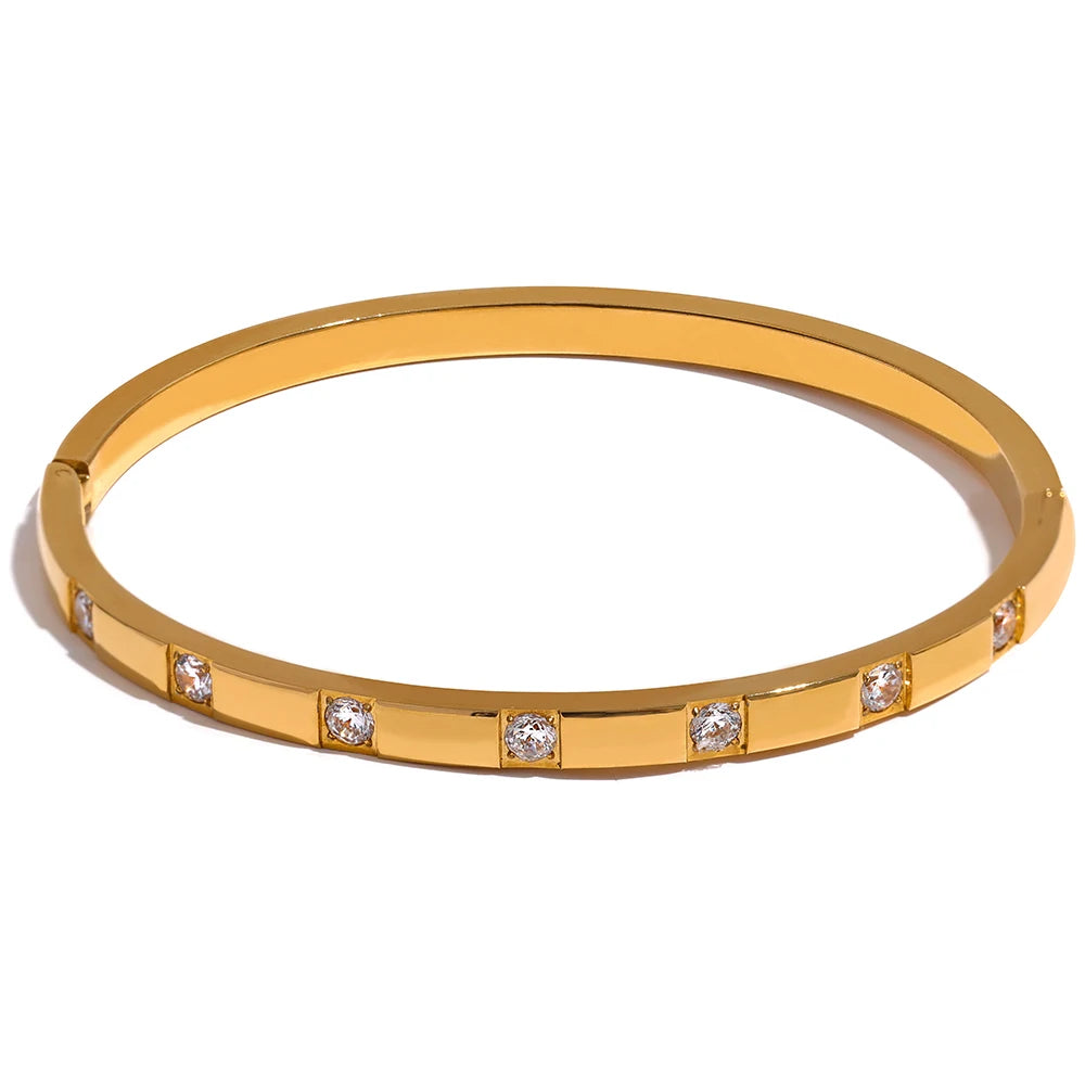 Zirconia Stainless Steel Wrist Bangle