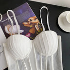 Fashion Solid Corset Strap Sheer Mesh - Piña Colada