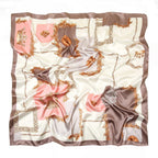 Leopard Print Square Scarf Satin Silk - Piña Colada