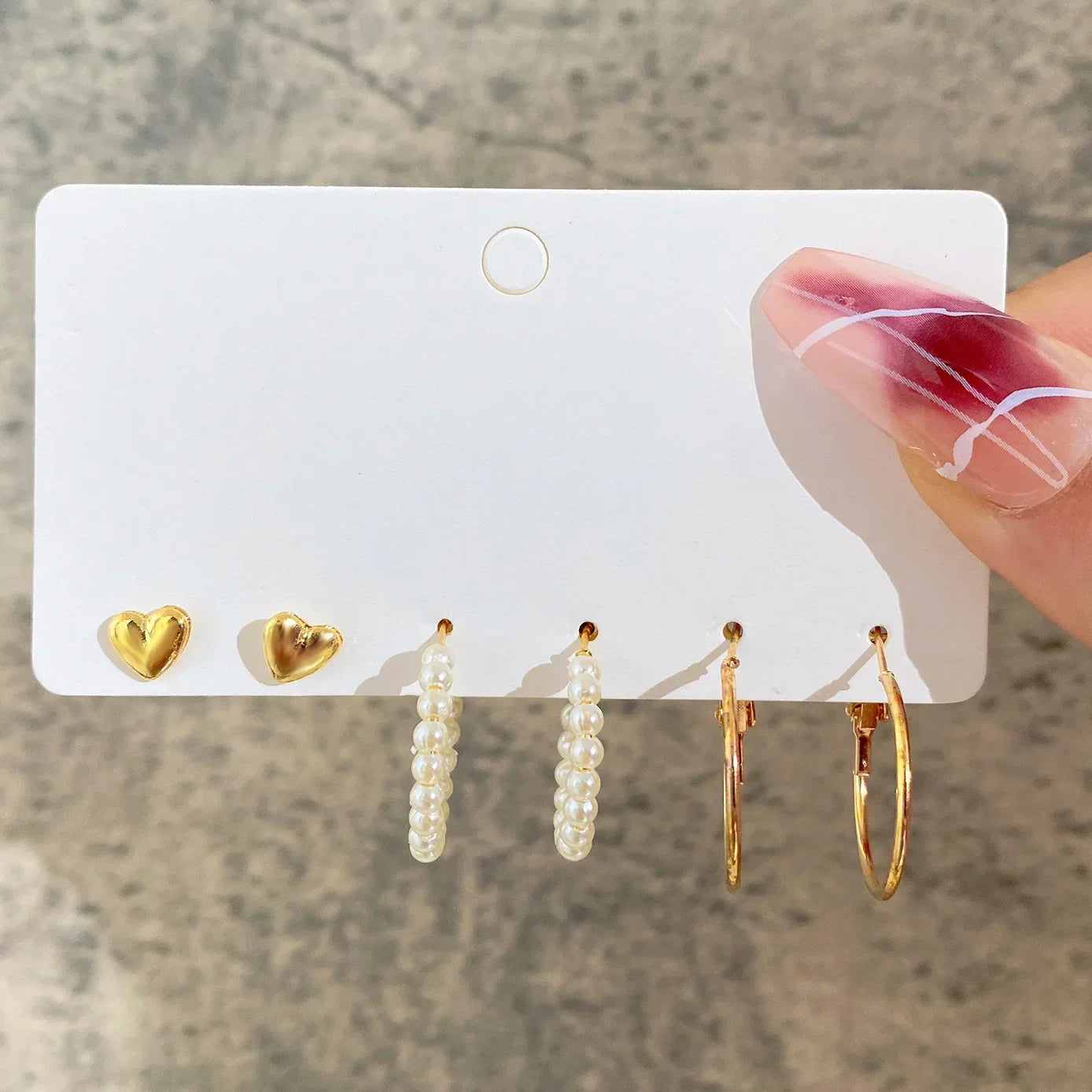 Pearl Hoop Earrings Set - Piña Colada