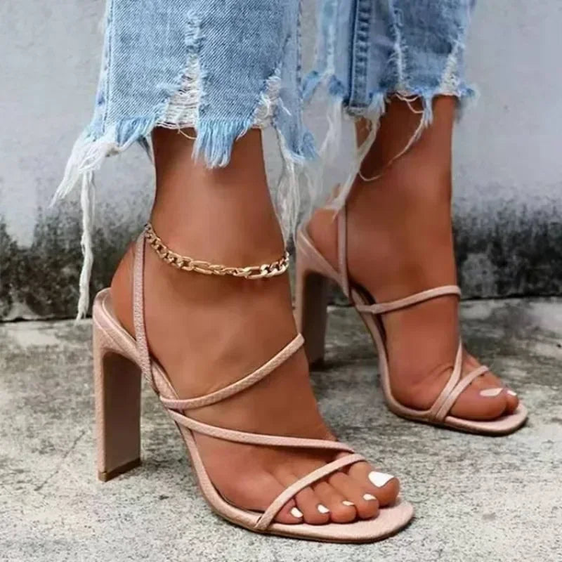 Thick Heel Sandals - Piña Colada