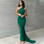 One Shoulder Backless Adjustable Scarf Maxi Dress - Piña Colada