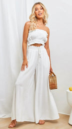 Loose Casual Wide Leg Pants - Piña Colada