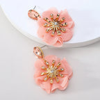 Lace Flower Cotton Drop Earrings - Piña Colada