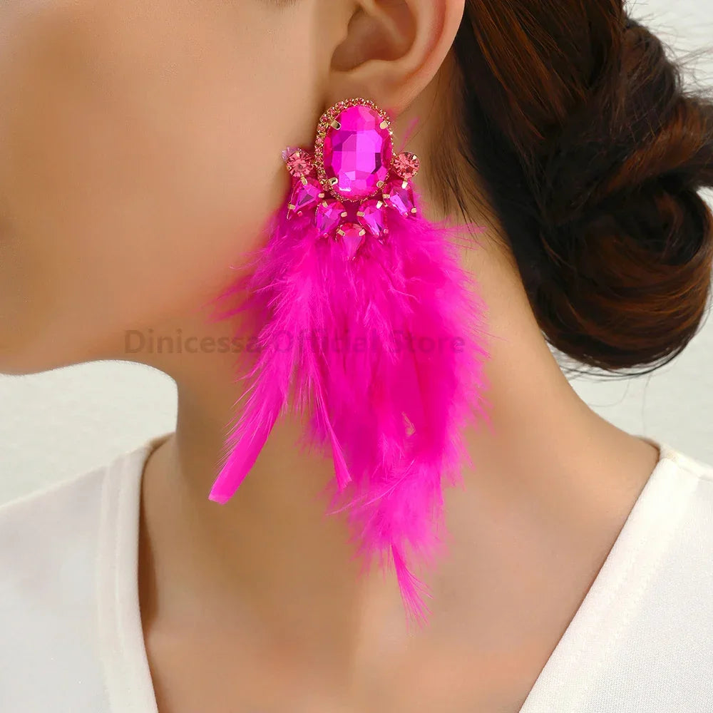 Feather Charm Earrings - Piña Colada