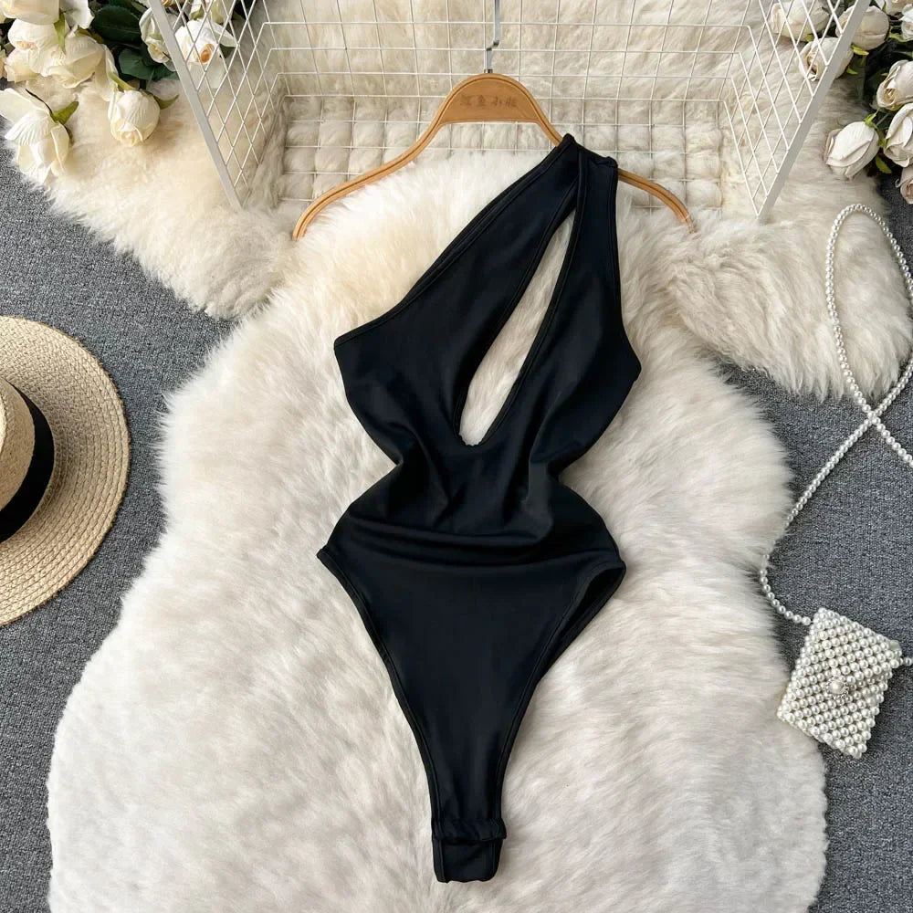 Sexy High-Waist Cross Bodysuit for Women - Piña Colada