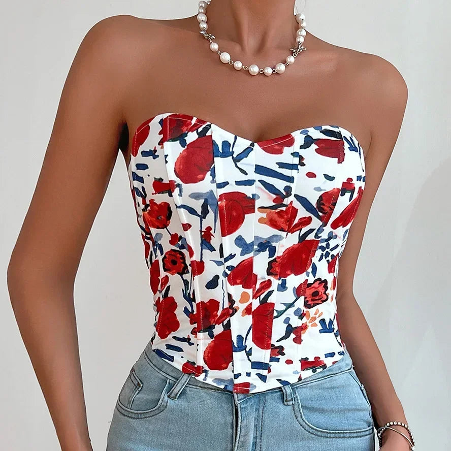 Off Shoulder Tank Top Low Cut Open Back - Piña Colada